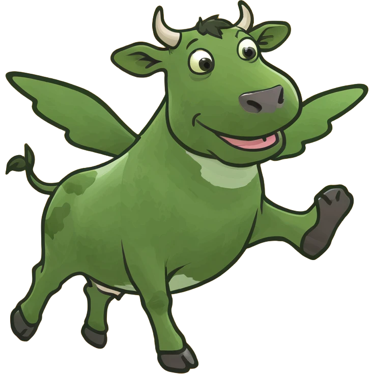 Flying cow going over the moon emoji