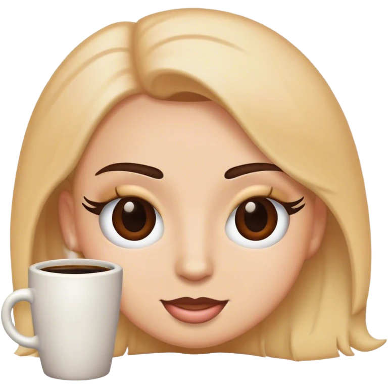 Emoji with eyelashes and coffee emoji