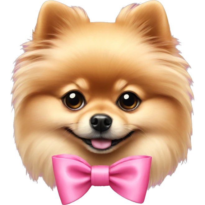 Pomeranian pink bow around neck emoji