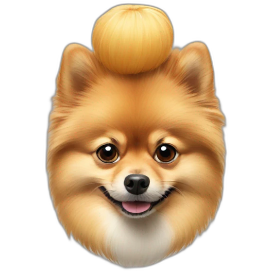 Pomeranian on man head emoji
