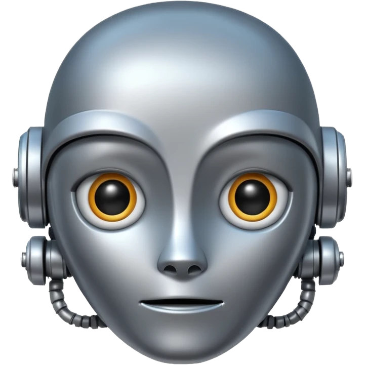 Pretty robot with stiff emotion emoji
