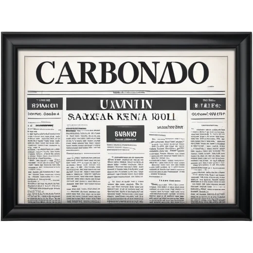 .The newspaper has the title “Carbonado” in bold letters The background is minimaliste  emoji