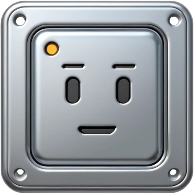 A futuristic microchip emoji made of polished silver chrome, minimal circuit details, smooth metallic surface, soft lighting, iOS emoji style, centered, clean white background emoji