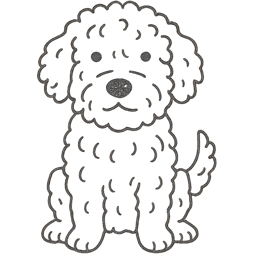 roan Lagotto Romagnolo dog hand-drawn outline icon emoji