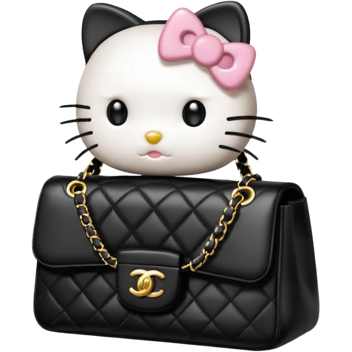 hello kitty wears in chanel with a black bag timelesemoji emoji