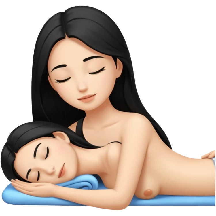 Back massage oil body the hair is long and black emoji