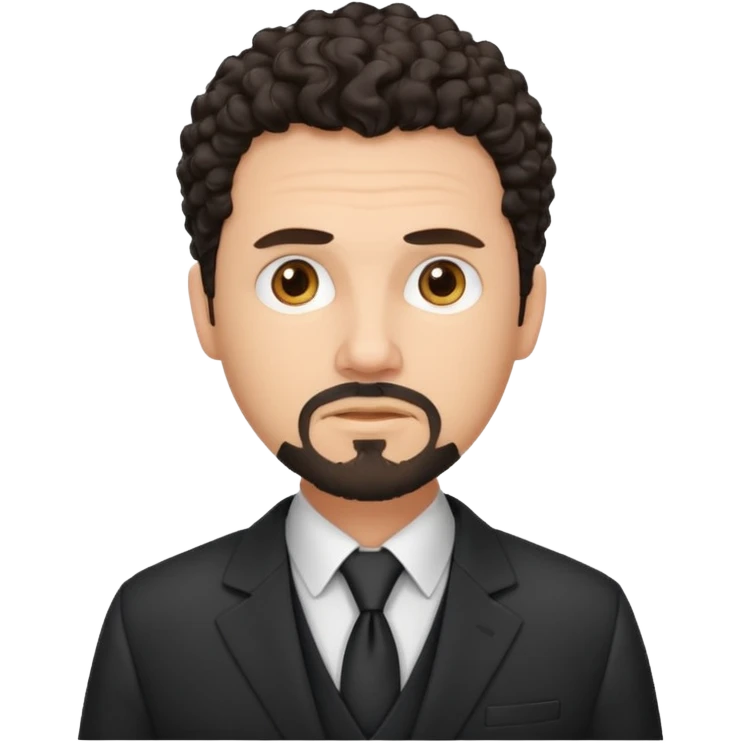 Create a white man with curly dark hair and Goatee lawer emoji