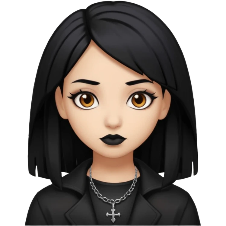 Goth girl black hair brown eyes cool lightbrown skin emoji