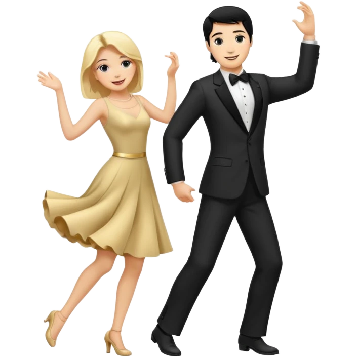 couple dancing full body man black hair woman blonde emoji