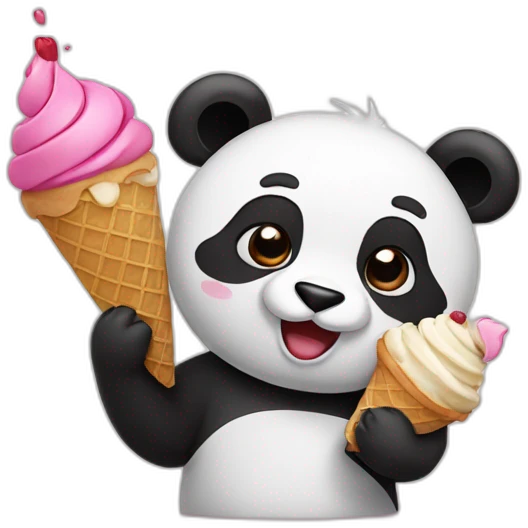 Panda eating ice cream emoji