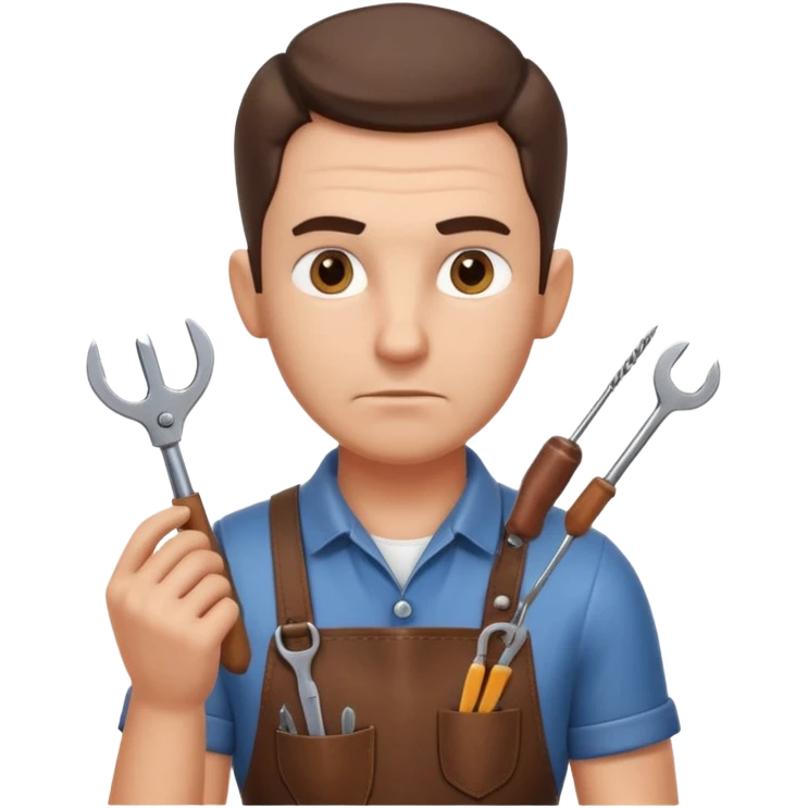 professional locksmith portrait, head and shoulders only, serious focused expression, leather apron collar, small lockpick tools visible, 3D cartoon, mobile game icon style, clean background, no text, no watermark
 emoji