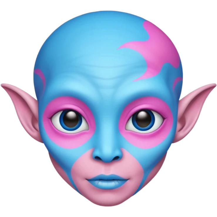 alien living in desert, pink/blue colorful, accessories, just face  emoji