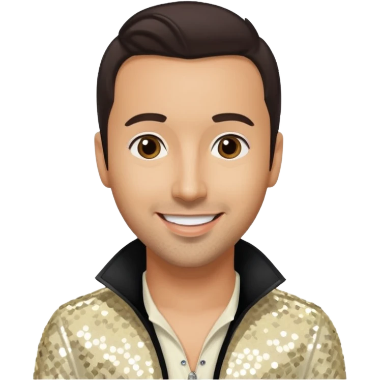Howie Dorough from Backstreet Boys with dark brown hair, ivory sequin outfit emoji