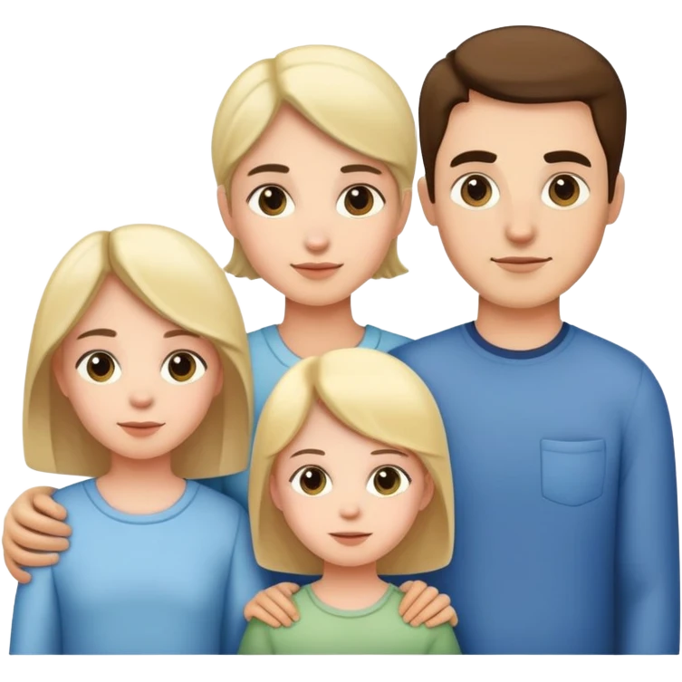family with mother, father, brother and sister emoji