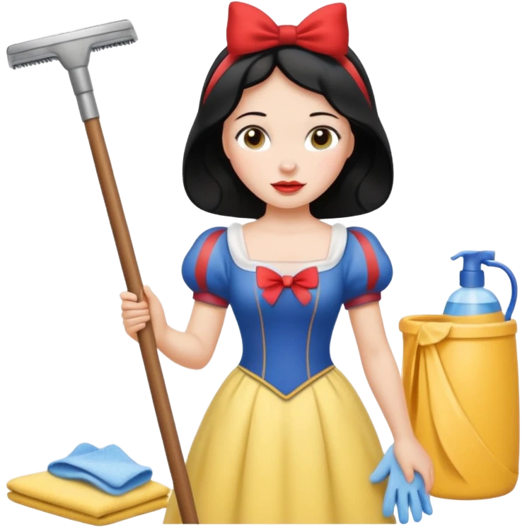 Snow White cleaning her bedroom emoji