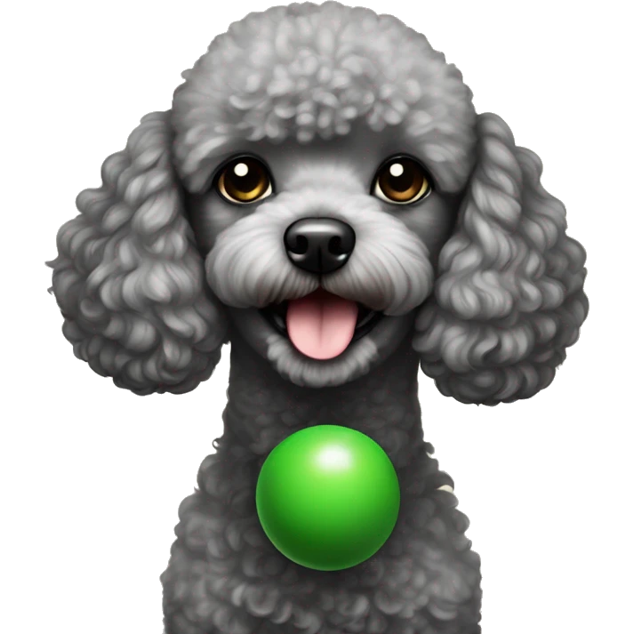 toy poodle with green ball in its mouth emoji