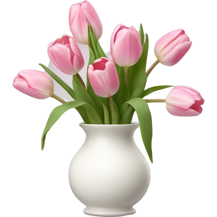 Light pink tulips in white vase emoji