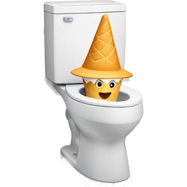Skibidi toilet with a hat eating ice cream  emoji