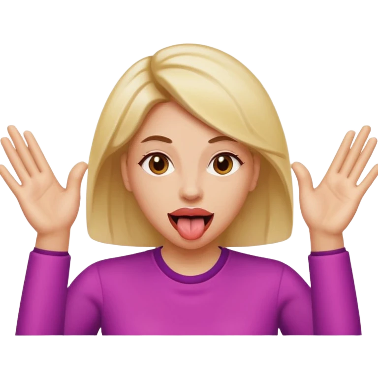 women with tongue out and both hands up by face  emoji