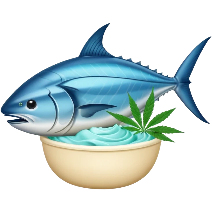 bluefin tuna in a gelato with cannabis leaf emoji