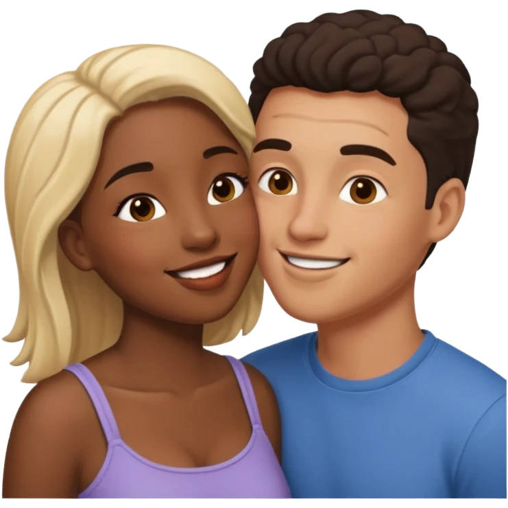 interracial couple kissing emoji