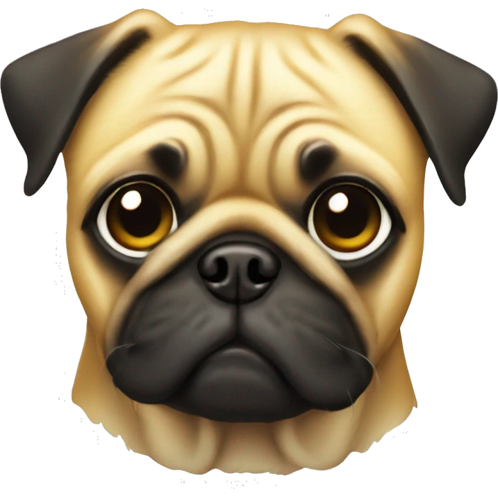 golden shiny coin face of a pug on it emoji