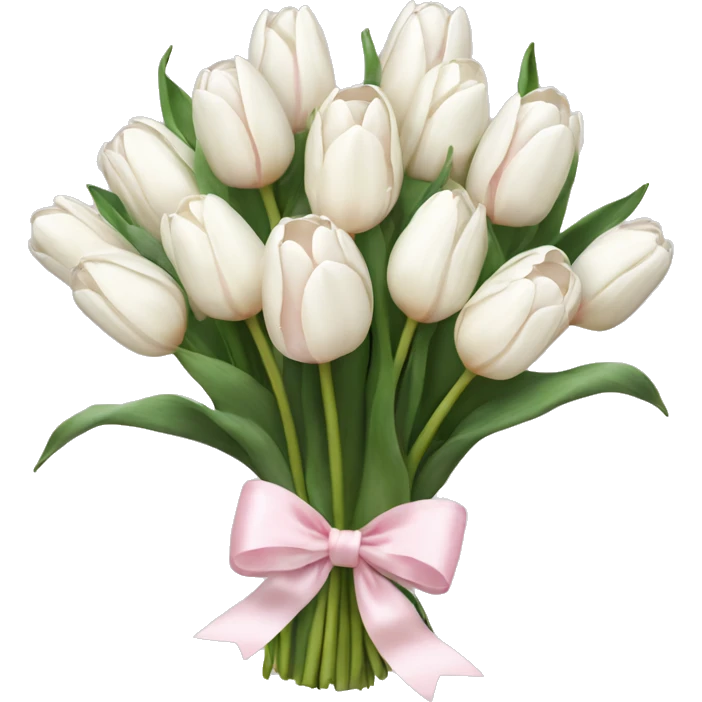 White tulips bouquet with light pink bow  emoji