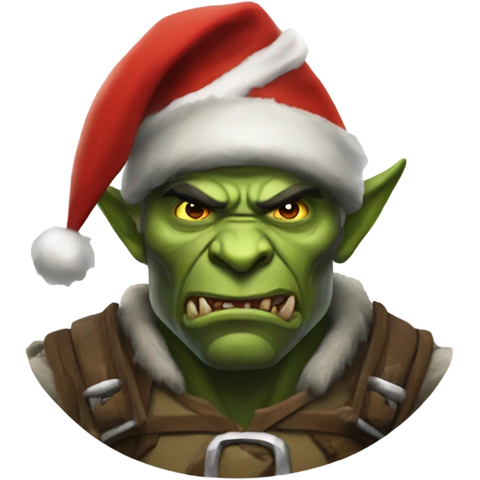 Fierce Orc ranger wearing santa hat emoji