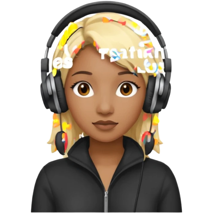 blonde black woman wearing headphones emoji