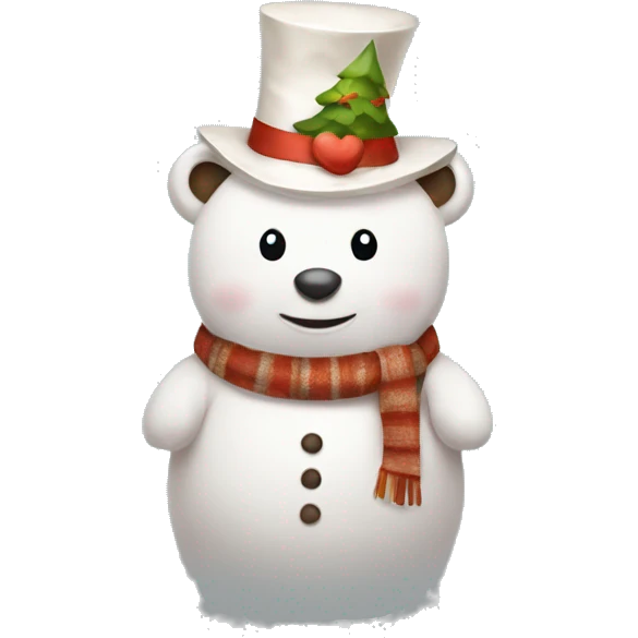 Snowman in a cute bear form wearing cute party hat emoji