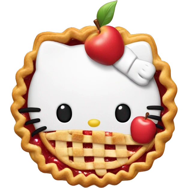 hello kitty eating a apple pie  emoji