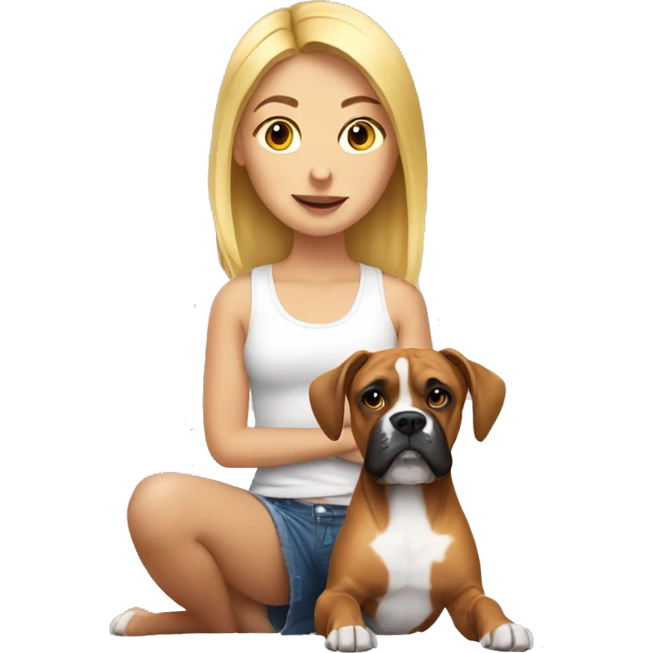 Blonde girl with boxer dog  emoji