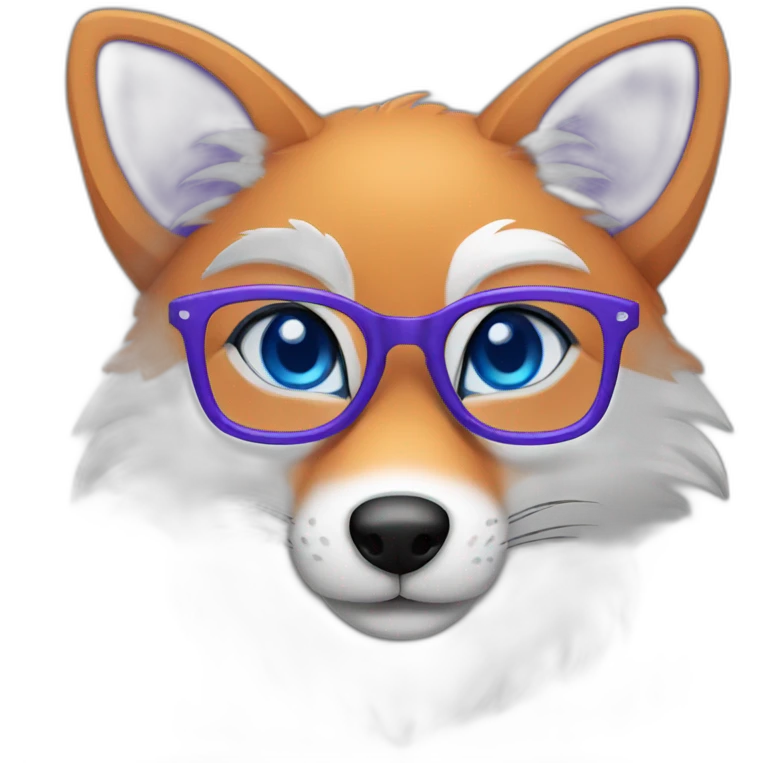 purple fox blue eyes glasses emoji