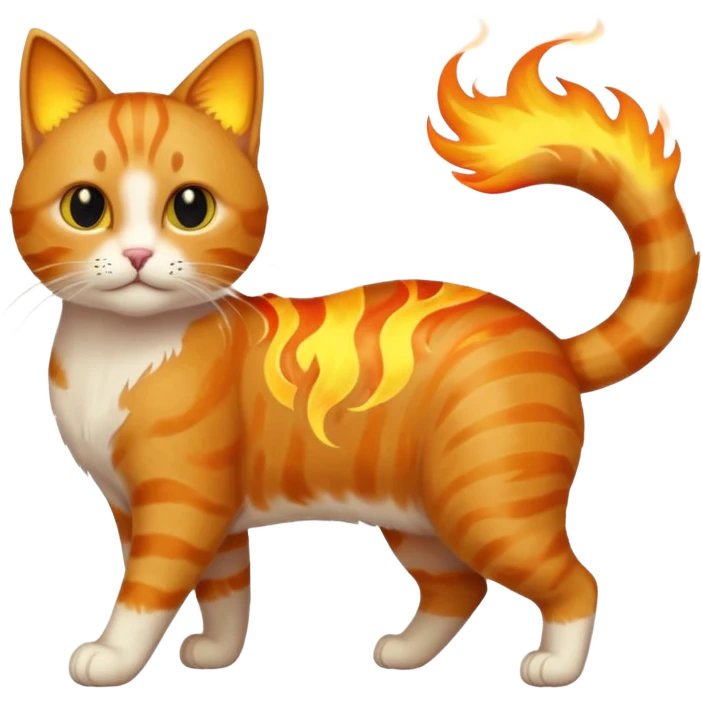 a cat with fire on the tail emoji