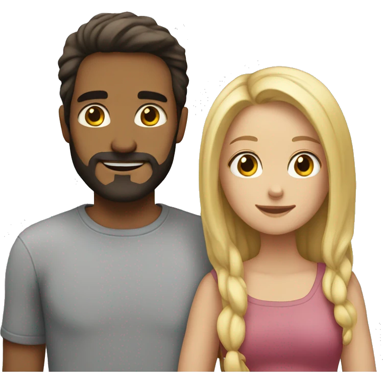 Man with dark brown long hair with beard hugging girl with long blonde hair  emoji