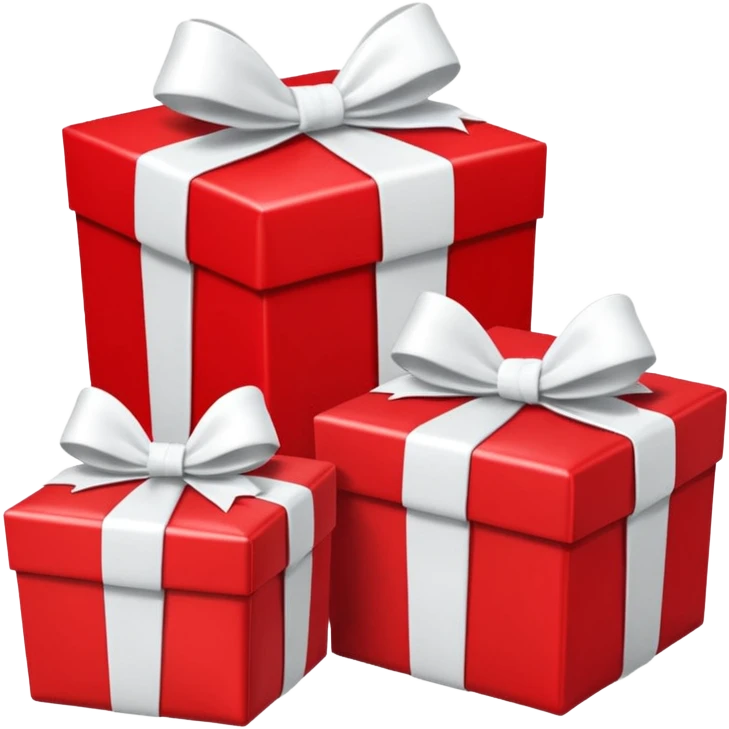 3 red gift boxes with white bows emoji