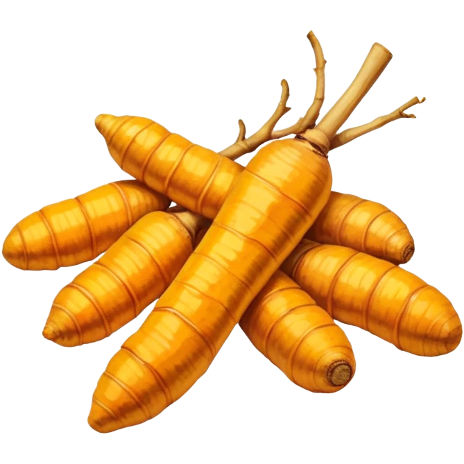 Turmeric root with golden glow, anti-inflammatory food emoji