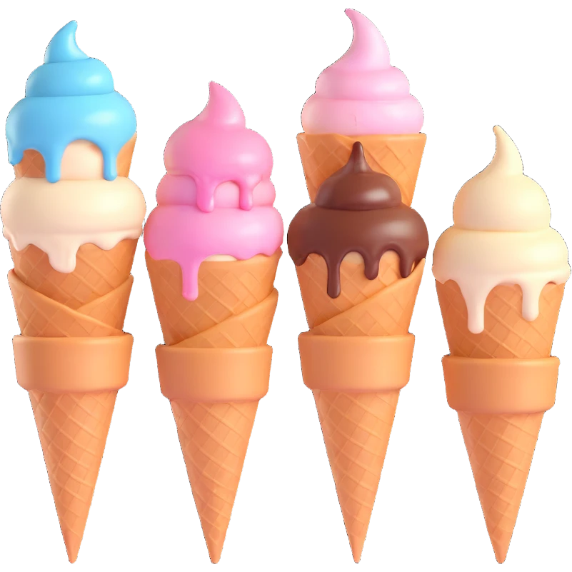 happy children with melting ice cream cones emoji
