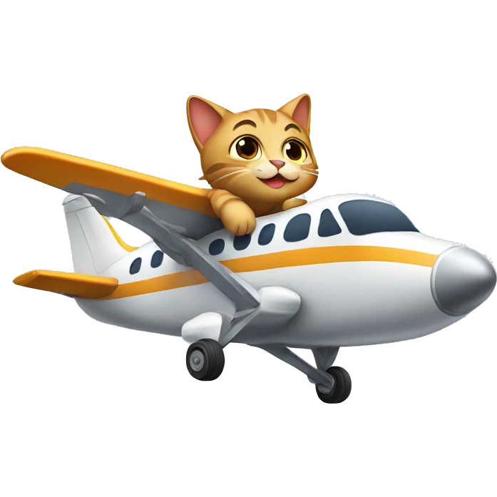 cat riding on an airplane emoji