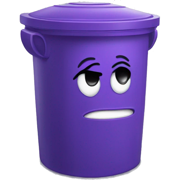 purple dust bin, crying out of laughter emoji