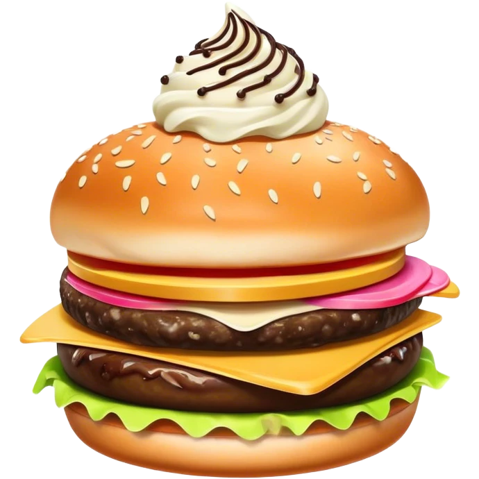 an hamburguer with ice cream  emoji