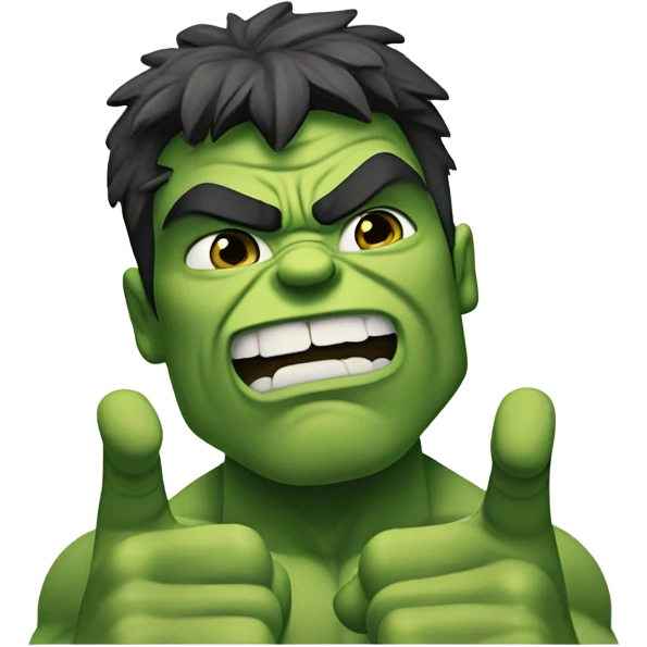 Hulk holding index finger and middle finger up (peace sign) emoji