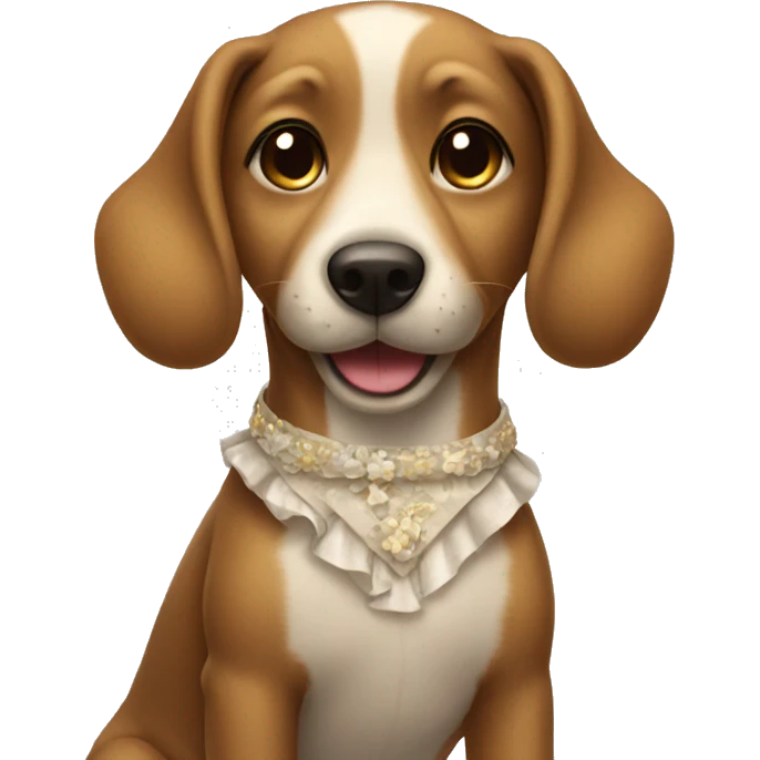 Dog with a dress smiling emoji