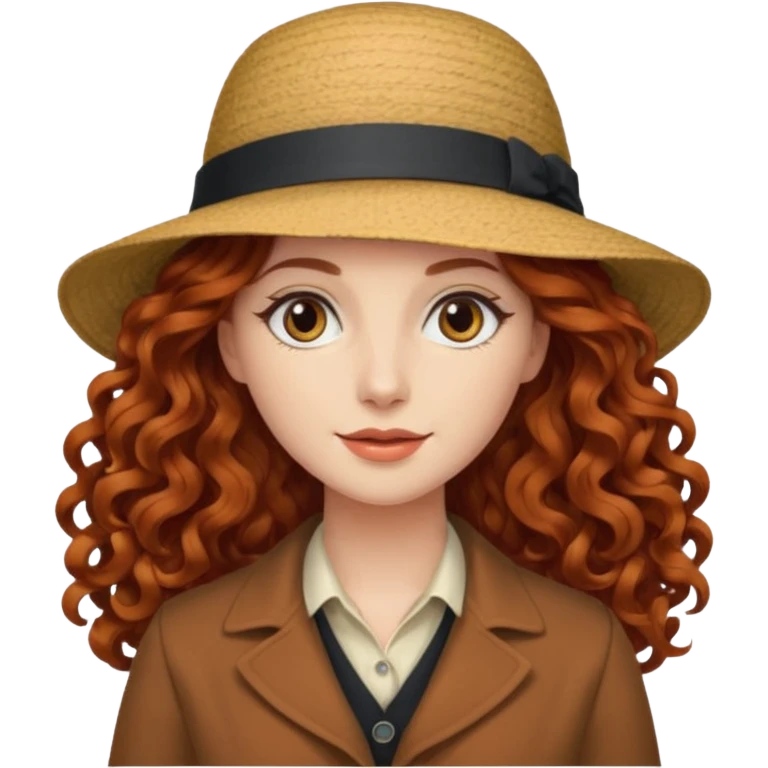 a woman with hat and have long curly hair emoji