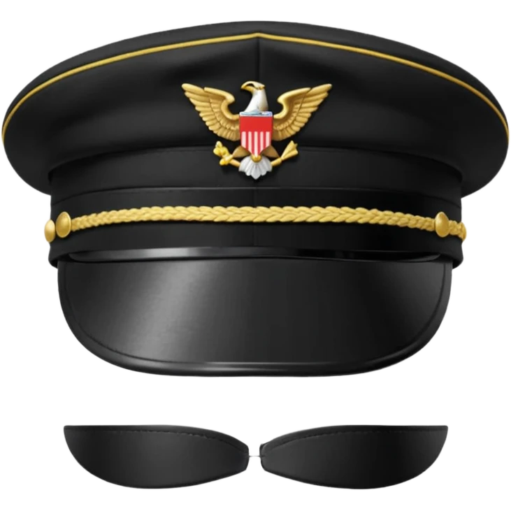 a black military cap hat emoji