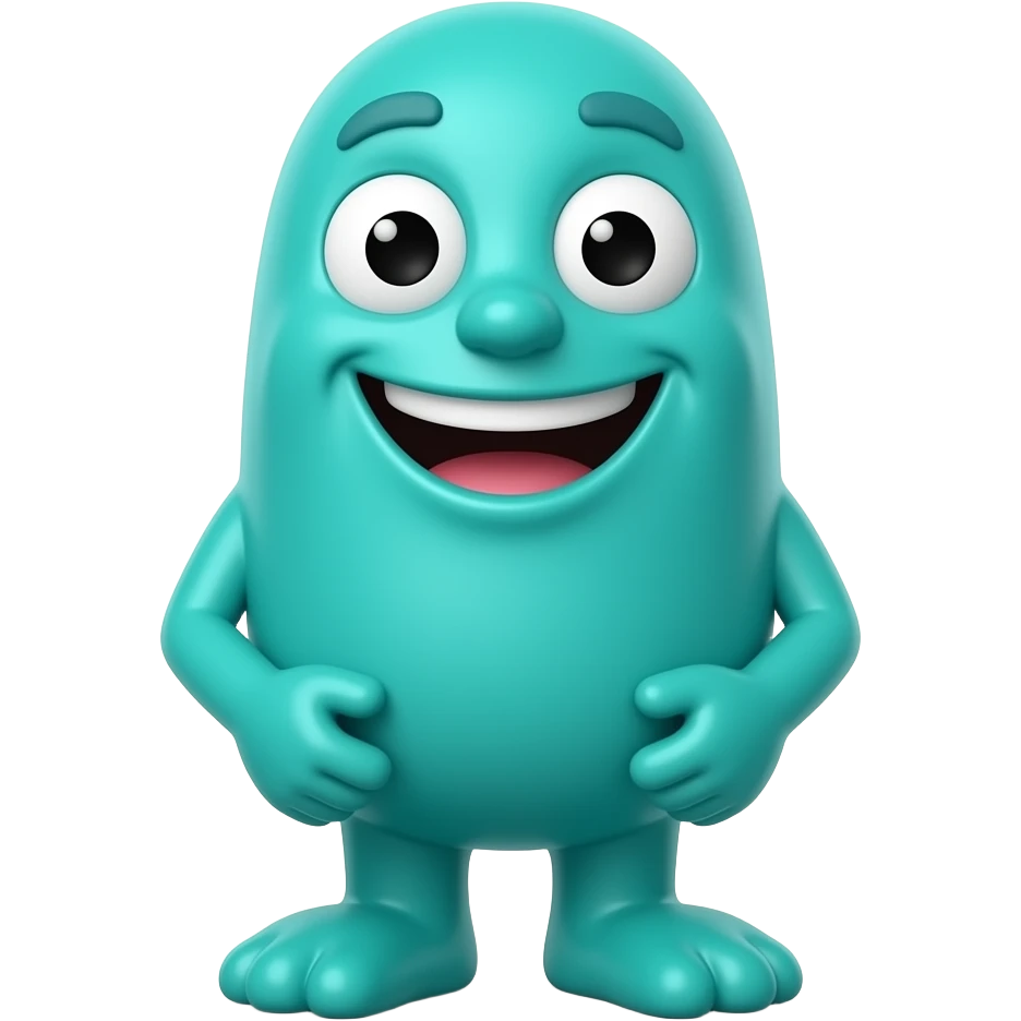 silly teal laughing emoji