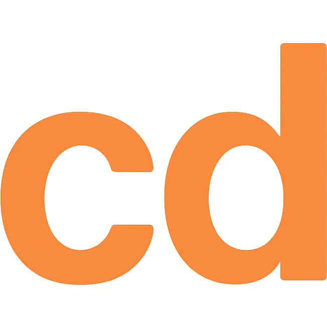 letters 'cd' in bold modern style orange color emoji