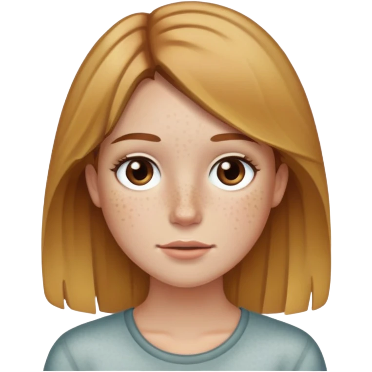 Person with brown hair and front pieces blonde with freckles on face emoji