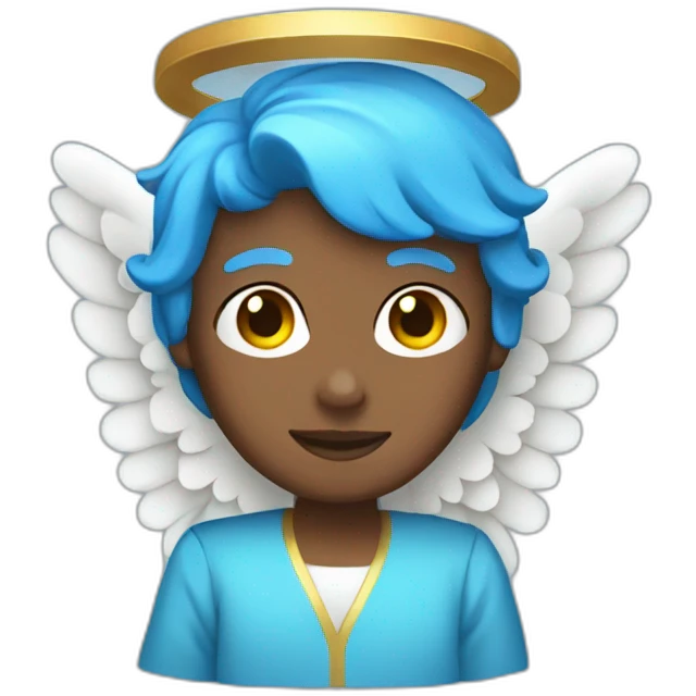 Angel with blue hair and blue robes emoji