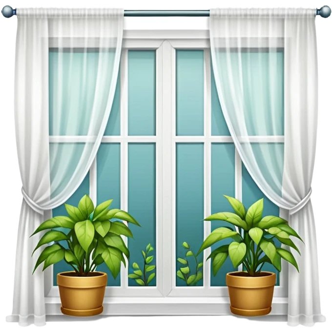 Window with hanging things+ curtain, Apartment Windows. emoji